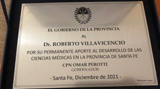 La distinción del Gobierno de la Provincia al Dr. Villavicencio