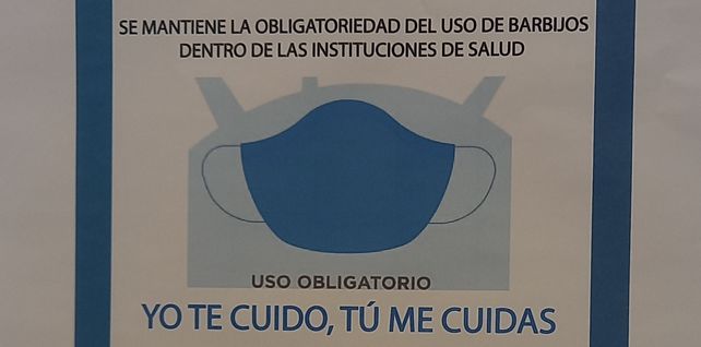 A cubrirse. Cartel en un sanatorio privado de Rosario&nbsp;