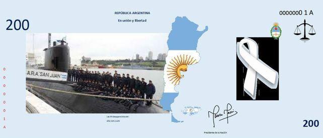 Billete diseñado. El emotivo homenaje a los tripulantes del ARA de las cinco estudiantes de Bigand.