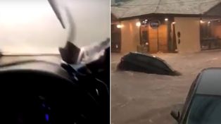 El dramático video de una mujer atrapada en su auto por las inundaciones en Brasil