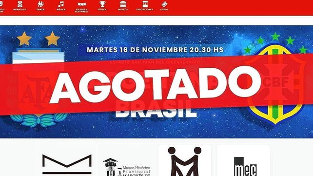 En pocos minutos se agotaron las entradas virtuales para ver Argentina-Brasil en San Juan.&nbsp;