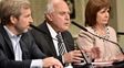 Rogelio Frigerio, Miguel Lifschitz y Patricia Bullrich durante la presentación del convenio entre Nación y Provincia.&nbsp;