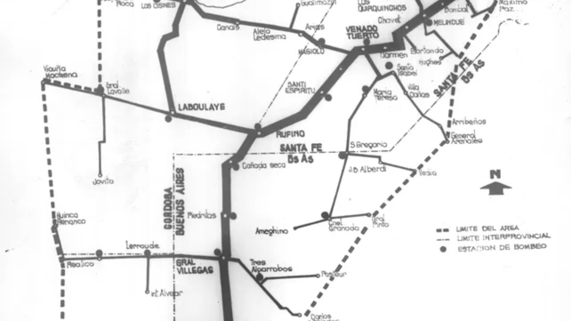El croquis original del&nbsp;Sistema de Acueductos del Área Central del País. Rosario espera por la finalización del Acueducto Gran Rosario