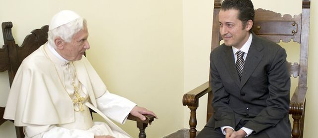 Joseph Ratzinger y Gabriele durante la reunión de 15 minutos que mantuvieron ayer.