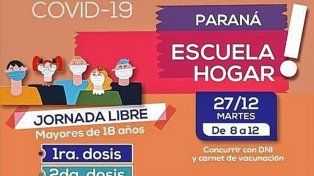 Se realiza una jornada abierta de vacunación covid en la Escuela Hogar en Paraná