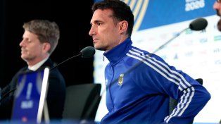 Scaloni en la previa del partido de este lunes.