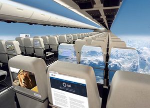 Diseñan un avión sin ventanas y con pantallas gigantes para sentirse entre las nubes