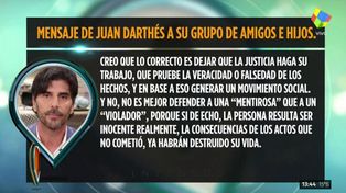 El mensaje por WhatsApp de Juan Darthés tras la denuncia por violación
