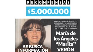 El gobierno ofrece una recompensa de $5 millones por datos de Marita Verón