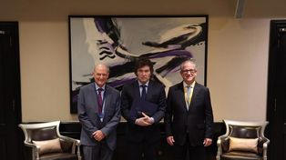 El presidente Javier Milei diserta ante empresarios en el Hotel Four Seasons de la Capital Federal.