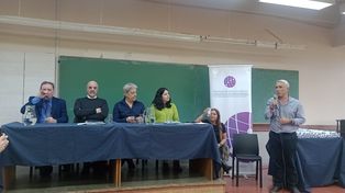 Genesini, Tomada, Furlán y Castro, durante la charla de cierre del curso de formación sindical de la UOM: