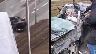Ucrania: tanque aplastó un auto y su conductor sobrevivió&nbsp;