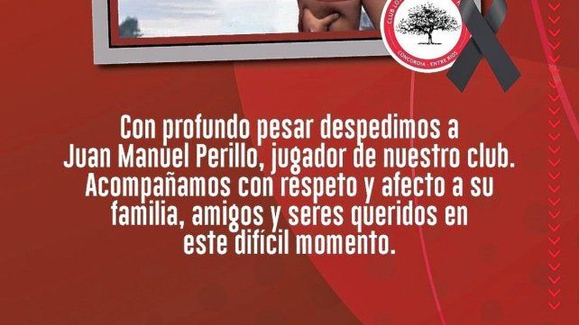 Los Espinillos expresó su profundo dolor por la muerte de Juan Manuel Perillo.