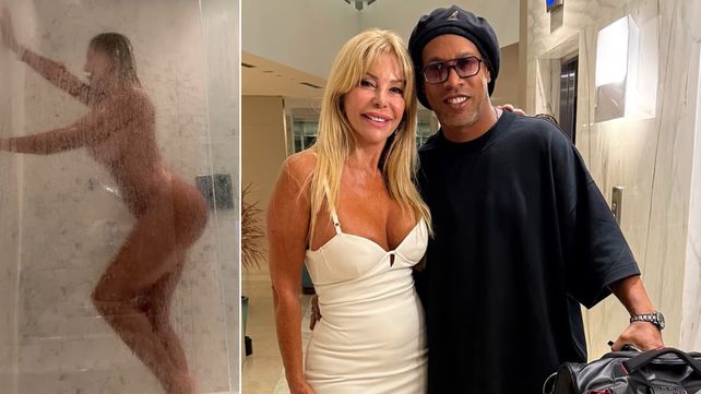 Graciela Alfano volvió a dar que hablar al publicar imágenes en las que aparece sin ropa en una ducha y otra con Ronaldinho
