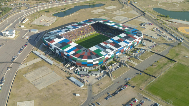 La imagen aérea del estadio La Pedrera de Villa Mercedes, donde jugará Newell's. La imagen aérea del estadio La Pedrera de Villa Mercedes, donde jugará Newell's.