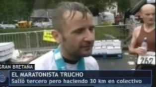 Un maratonista trucho termin&oacute; la carrera en colectivo y sali&oacute; tercero