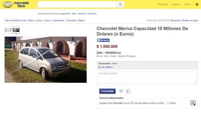 Usuarios se burlan del caso López y venden en un sitio de compras la Meriva del exfuncionario