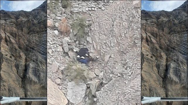 Cerro Tres Mar&iacute;as. Imagen tomada desde el helic&oacute;ptero en momentos en que los rescatistas divisan desde el aire el cuerpo de Julio Horn.&nbsp;