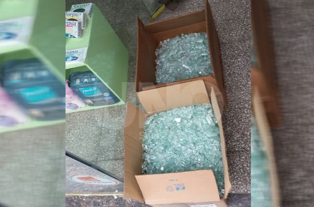 Blindex roto en la pañalera Winnie Pooh.