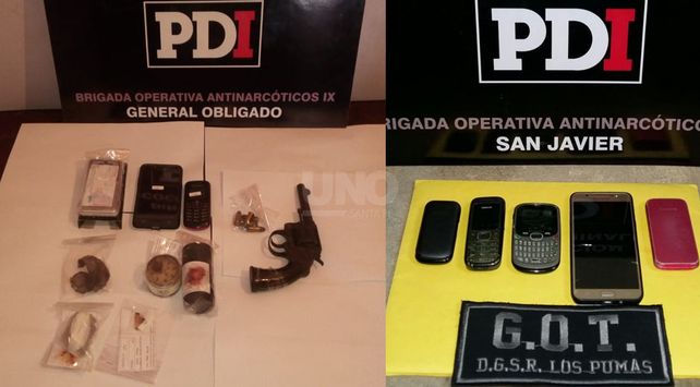Los elementos secuestrados durante los allanamientos.