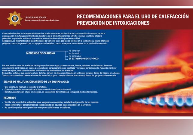 Brindan recomendaciones para evitar intoxicaciones con monóxido de carbono