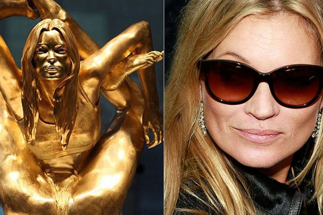 Esta estatua en oro de la modelo Kate Moss es una obra de arte de Marc Quinn. Lo más exótico no es el rostro