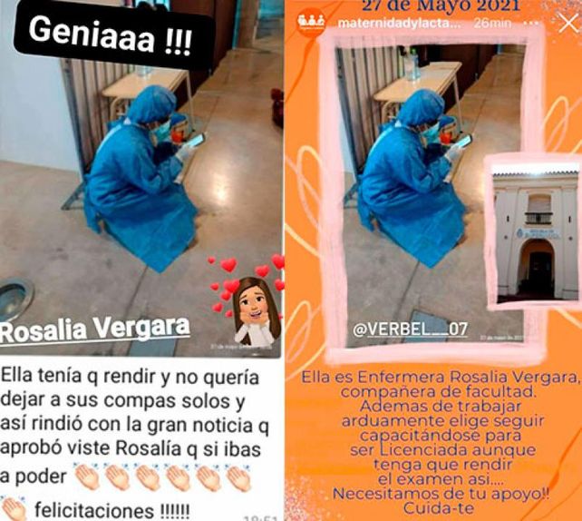 En medio de los hisopados, una enfermera rindió su último examen y se recibió de licenciada 