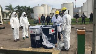 Para la destrucción de la metilamina fue necesario acudir al sector de líquidos de una planta especializada de San Lorenzo.