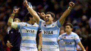 Rodrigo Isgró festeja una victoria épica. Los Pumas vencieron a Escocia en Murrayfield en su segundo partido de la ventana de noviembre 2025.