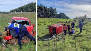 Un matrimonio lesionado tras despiste y vuelco en la autovía 14