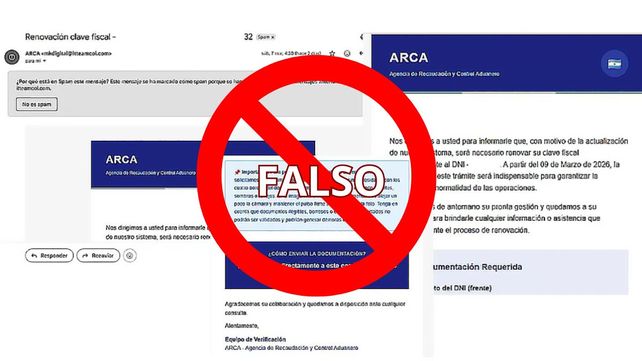 Cuidado con este mail para renovar la clave fiscal que simula ser de ARCA: se trata de una estafa