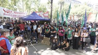 La concentración rosarina se desarrolló en la plaza San Martín.