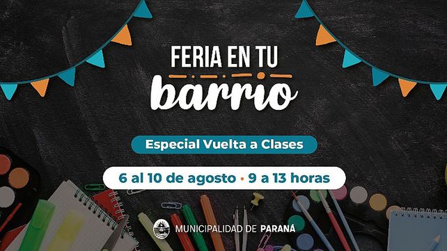 Realizarán una feria barrial con útiles escolares a precios económicos en Paraná. Será del 6 al 10