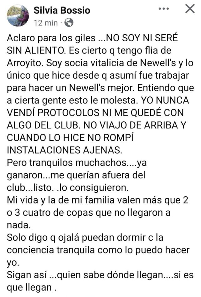 Newells desmintió una renuncia pero no aclaró una denuncia de una exvocal