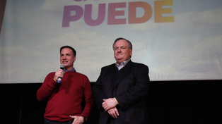 Lisandro Enrico y Felipe Michling, representantes de la UCR, en el búnker de Pullaro