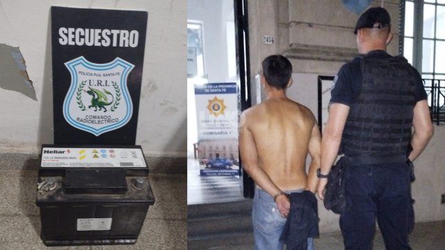 El joven fue detenido cuando sacaba la batería de un auto estacionado El joven fue detenido cuando sacaba la batería de un auto estacionado