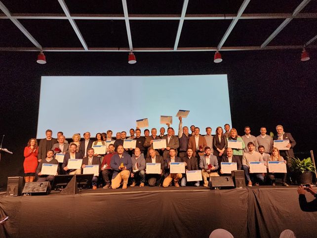 El equipo de Inta recibiendo en la Exposición Rural los premios Cita a la innovación.