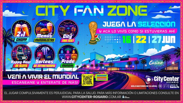Mundial 2026: City Center Rosario tendrá Fan Zone, sorteos y premios cuando juegue Argentina