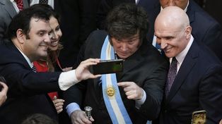 Javier Milei y José Luis Espert tras la Asamblea Legislativa del viernes.