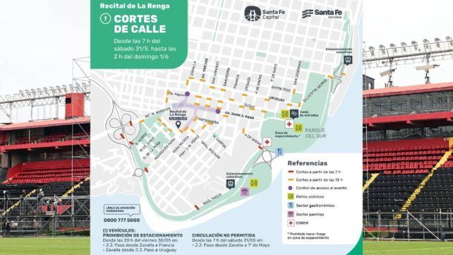 Baños públicos, espacios gastronómicos y servicio de emergencia: el operativo de La Renga en inmediaciones de Colón