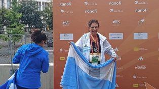 La concordiense Elvira Mendiburu se destacó en el mundial para personas trasplantadas en Alemania.