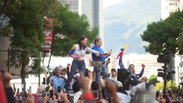 María Corina Machado en la marcha del jueves por la mañana.