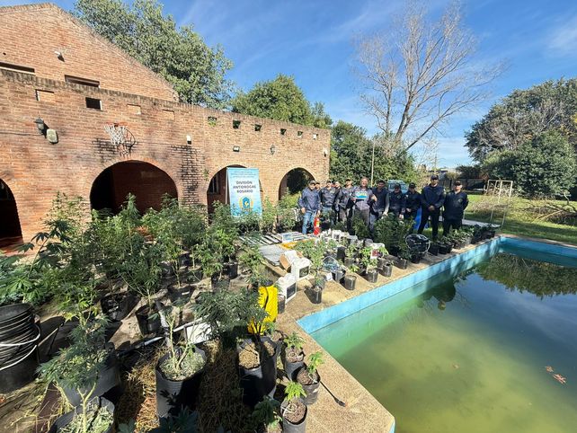 La casa quinta de Ibarlucea donde se secuestraron plantas de marihuana y hojas procesadas.