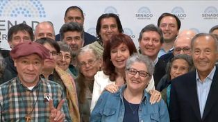 La titular del Senado se mostró junto a referentes de la Iglesia.