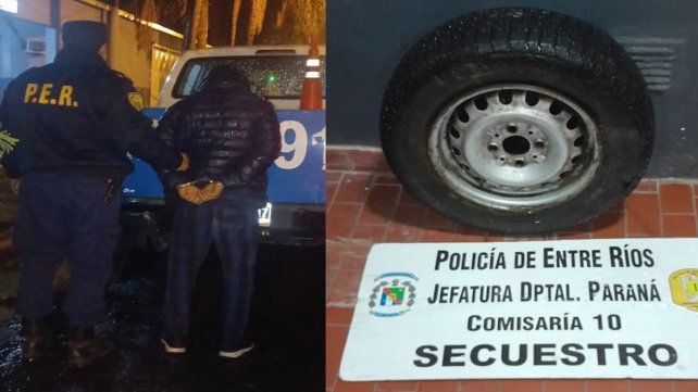 Detuvieron a un joven y un adolescente por intentar robar una rueda en Paraná.