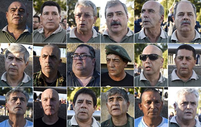 Veteranos. Los rostros de algunos de los ex combatientes que ayer asistieron al homenaje rendido en el Parque Nacional a la Bandera.