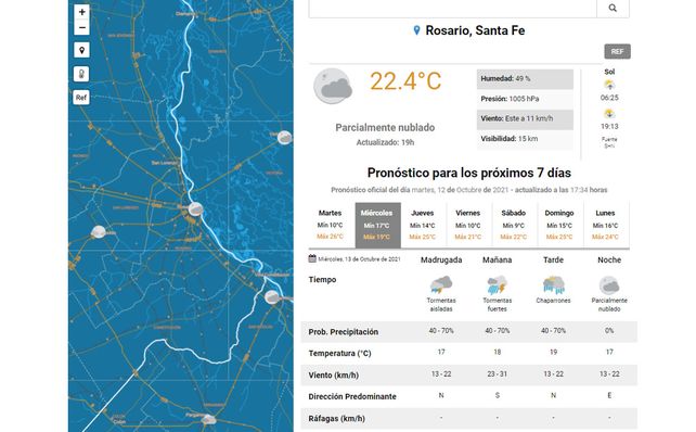 Alerta amarilla por tormentas fuertes para Rosario y la región
