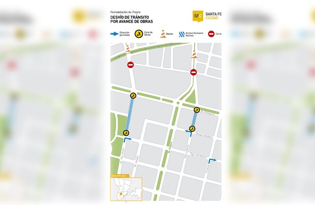 Nuevos cortes y desvíos por la renovación de Avenida Freyre