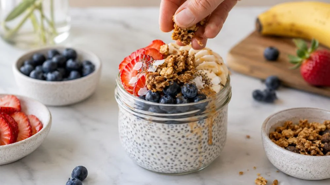 El chía pudding es un desayuno rápido y nutritivo que se prepara con semillas de chía y leche