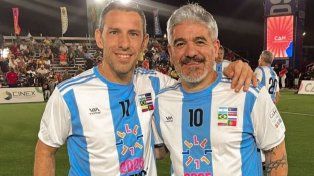 Maxi Rodríguez y el Burrito Ortega, ambos ex Newells, jugaron para Argentina.